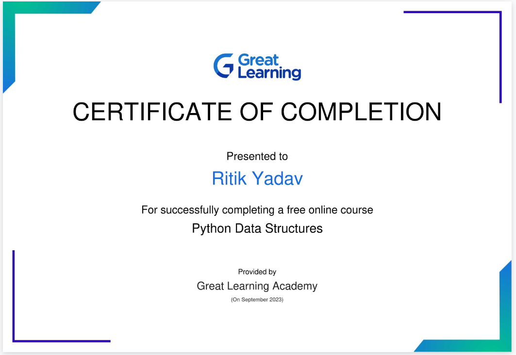 Python data structure certificate 